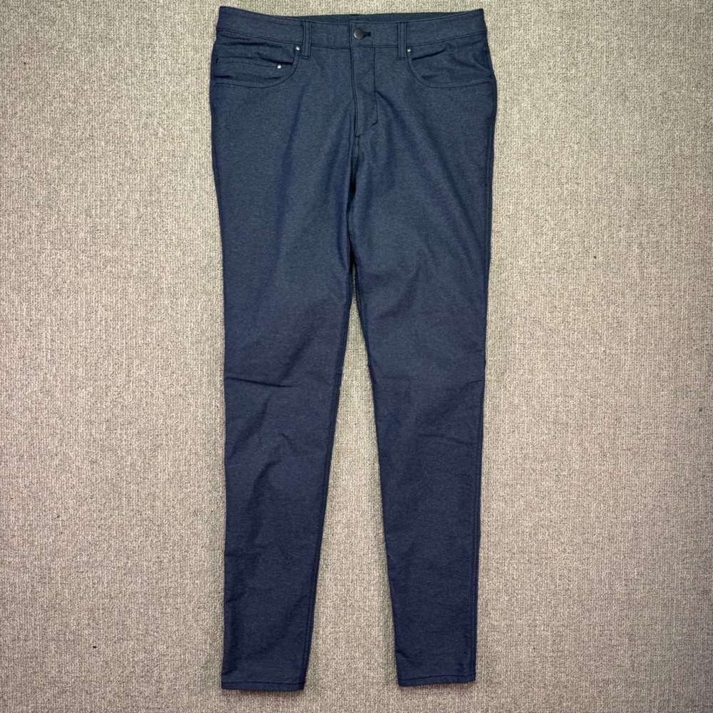 Lululemon ABC Pant Slim Men Size 31 Navy Blue Technical Cotton Blend EUC